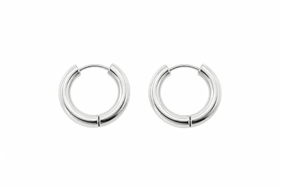 Wos Thick hoops øredobber sølv 15 mm stål