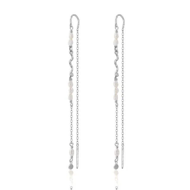 Wioga Ima E-8708-S øreringe sølv perle kjede 8 cm