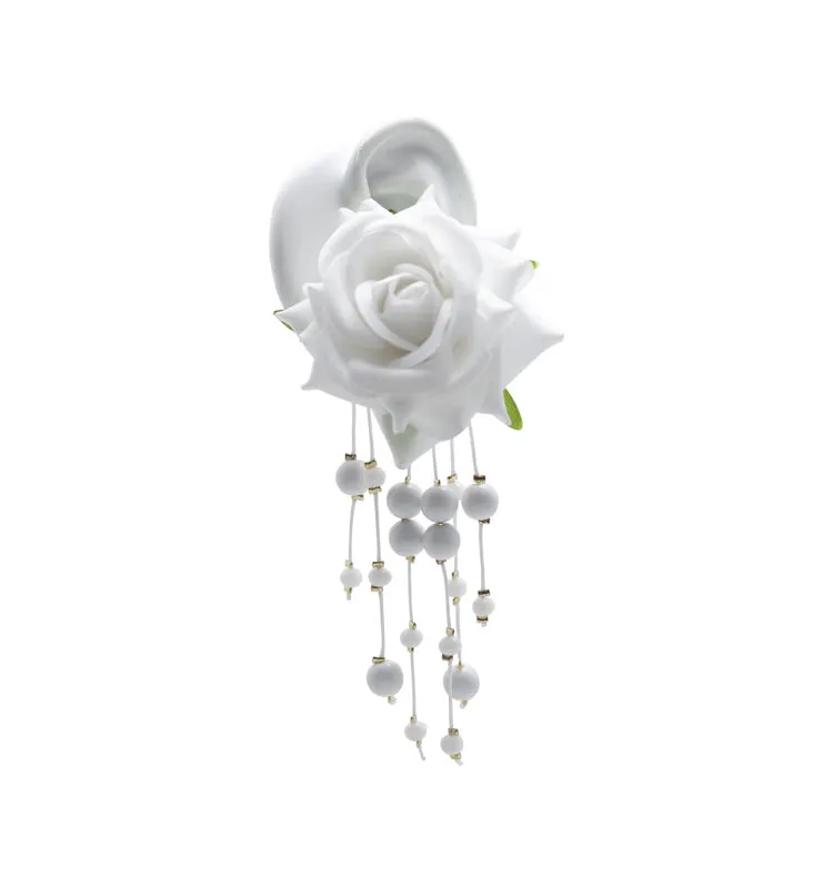 Wos UP Emilia øredobber hvit rose 14 cm