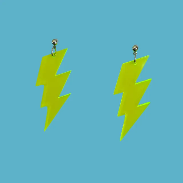 MiniKitty Lightning Bolts Neon Green øredobber akryl