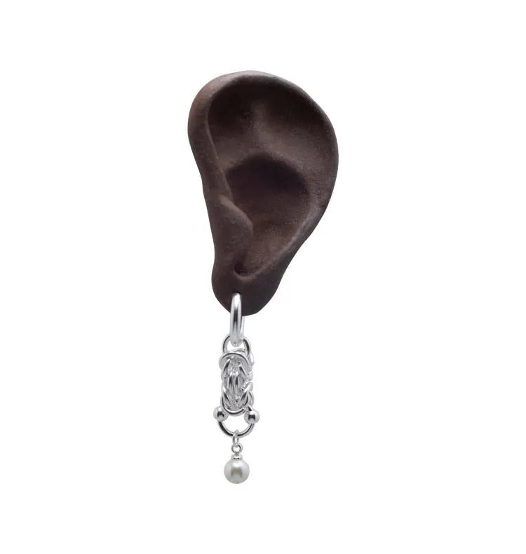 Wos Donna single øredobb perle sølv 4,8 cm