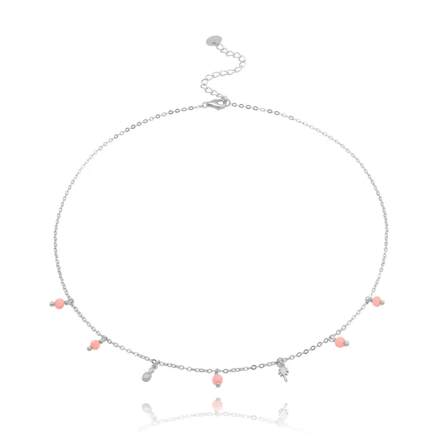 Wioga Silje N-8084-S halskjede sølv korall 38+5 cm