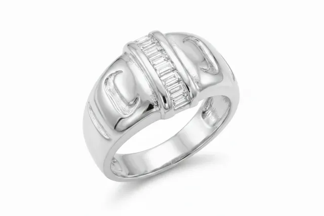 IOAKU Crystal Signet ring sølv krystall str 7 vanntett