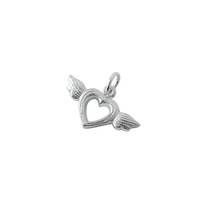 Wos Up Flying Heart anheng 925 sølv 2 cm