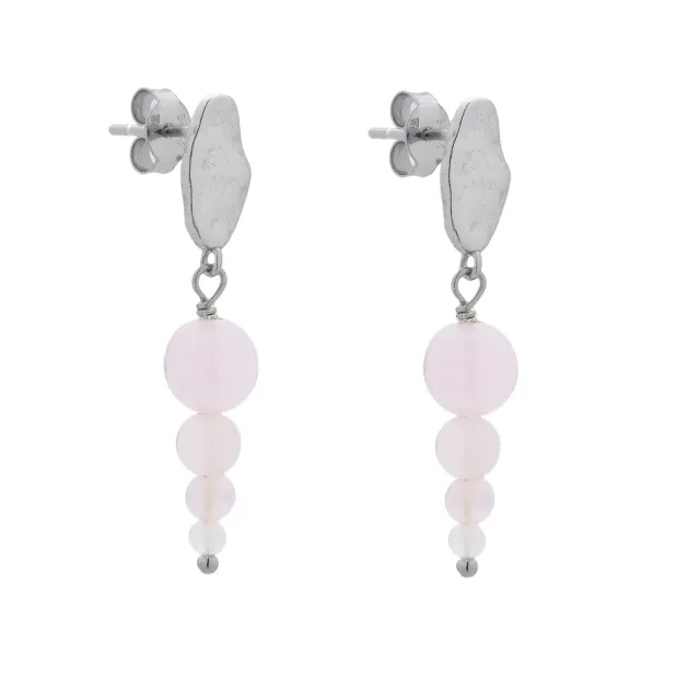 Wioga Aisha E-8705 øredobber sølv rosenkvarts 3 cm