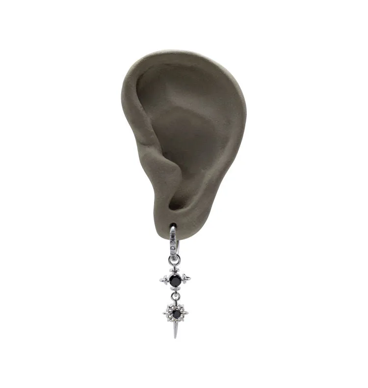 Wos Fairy singeløredobb sølv svart 3,9 cm