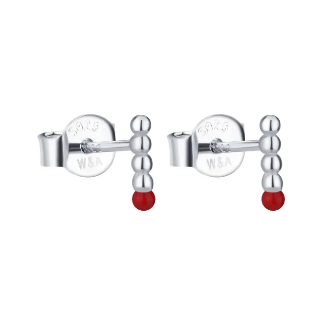Wioga Dots E-8513-S øreringe rød sølv 0,7 cm emalje