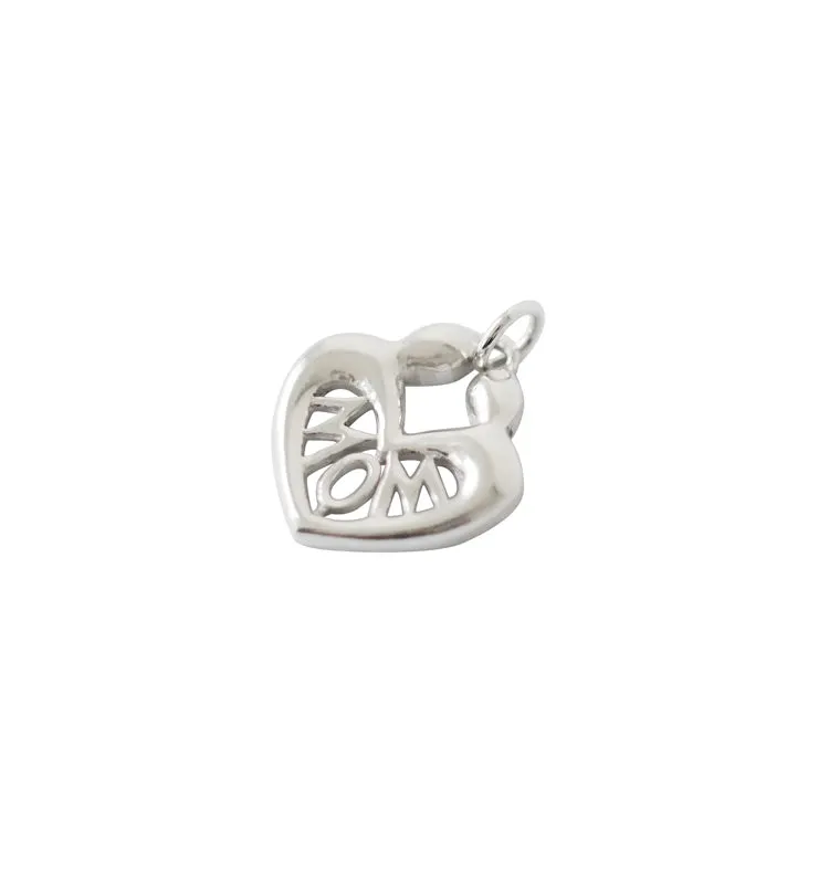 Wos MOM berlock sølv 925 hjerte 2,4 cm