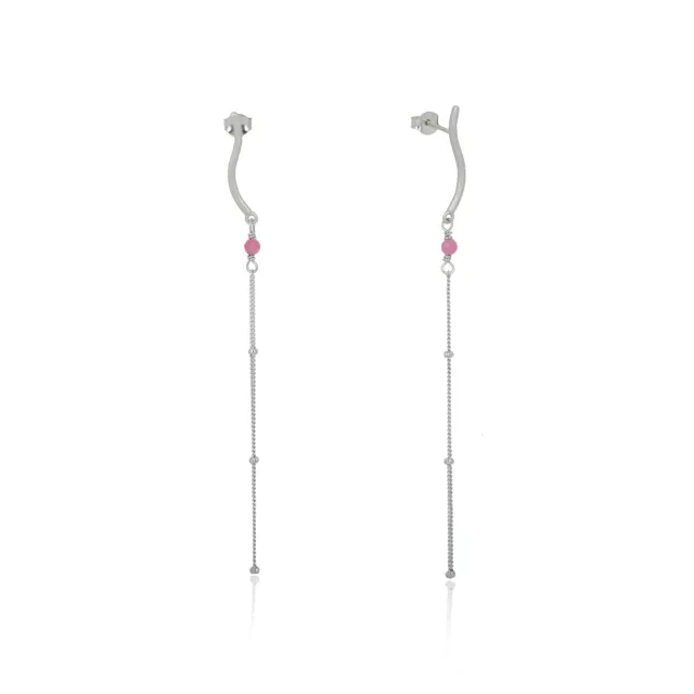 Wioga Sara øredobber sølv rosa 8,5 cm