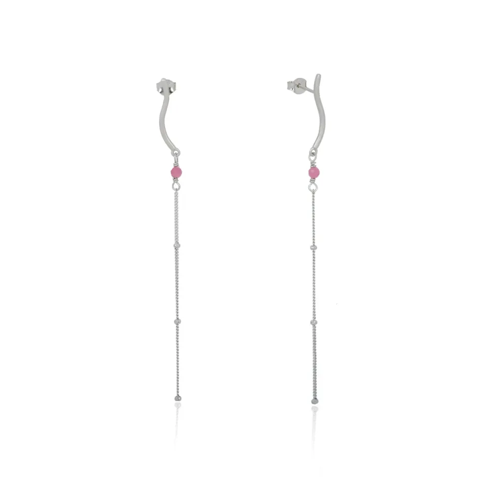 Wioga Sara øredobber sølv rosa 8,5 cm