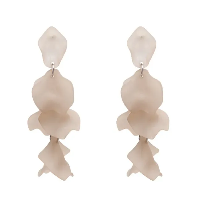 Wos Zena øredobber beige 8,8 cm blomst