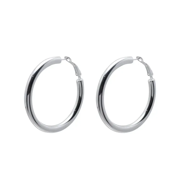 Wos Gigi øredobber sølv chunky hoops 4,9 cm