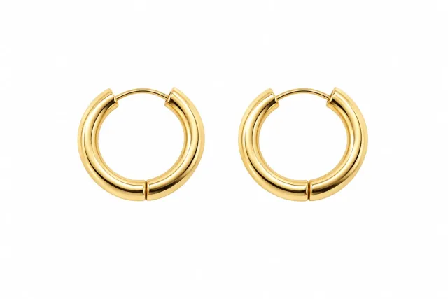 Wos Thick hoops øredobber gull 13 mm stål