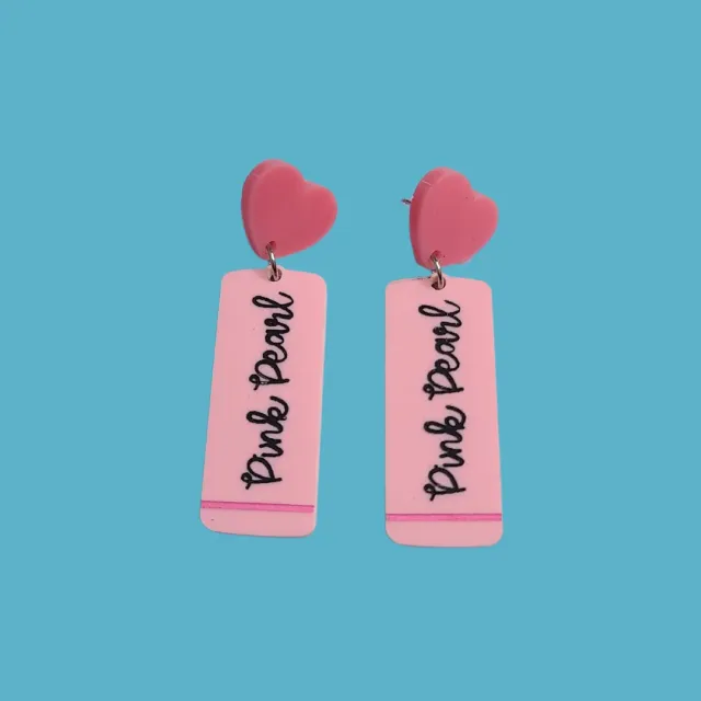 MiniKitty Pink Pearl Eraser øredobber rosa statement