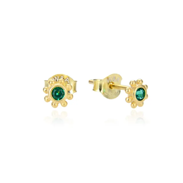 Wioga Green Small Sun E-1064-GP øredobber forgylt grønn 0,5 cm