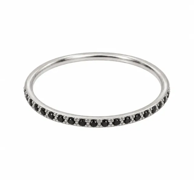Wos Up Spot Black ring sølv svart strass