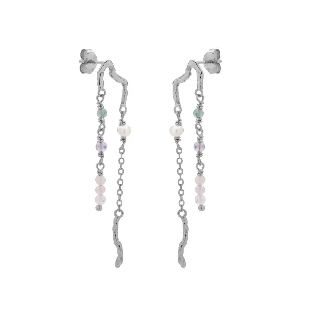 Wioga Anabel E-8608-S øreringer sølv 4,1 cm stein