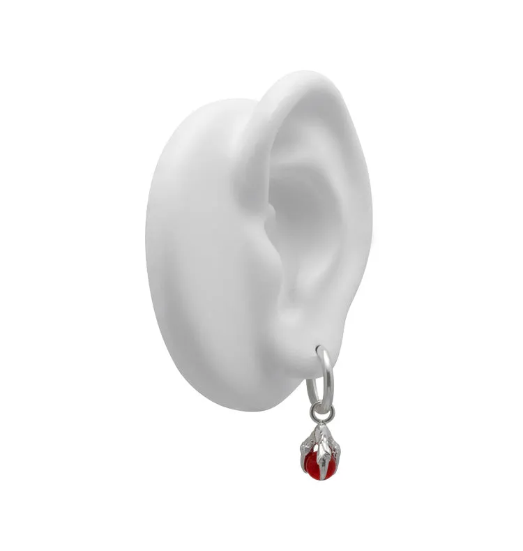 Wos Oda sølvøredobber creol rød stein 2,8 cm