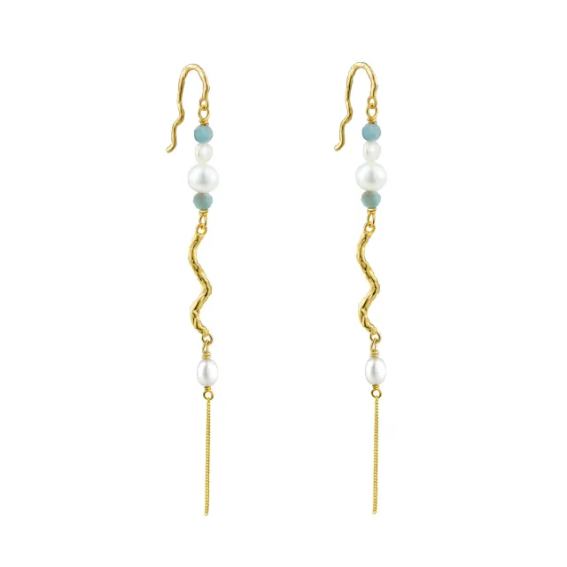 Wioga Cindy øreringe forgylt 8 cm larimar perle