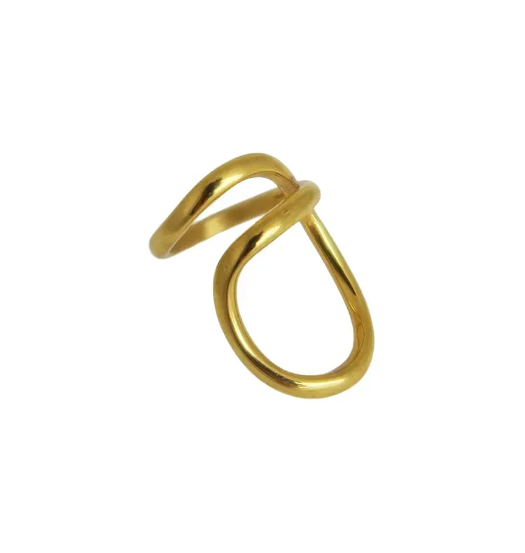 Wos Up Sonja ring gull 17 mm nikkeltestet stål