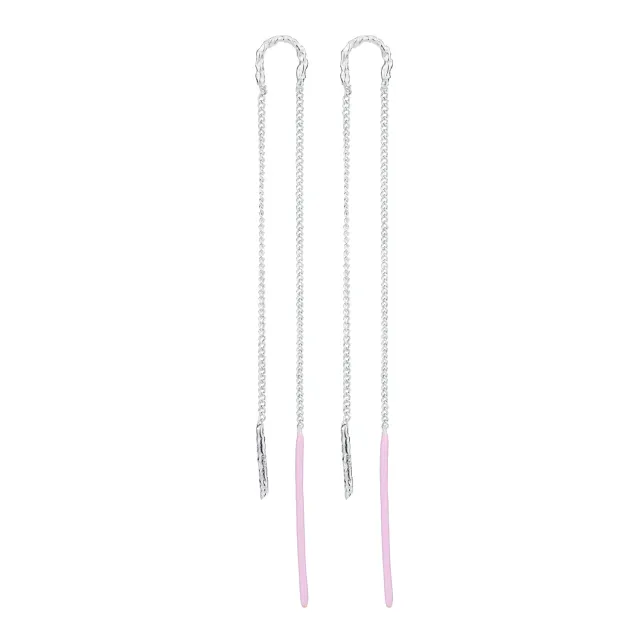 Wioga Cylle øredobber sølv 9 cm rosa emalje