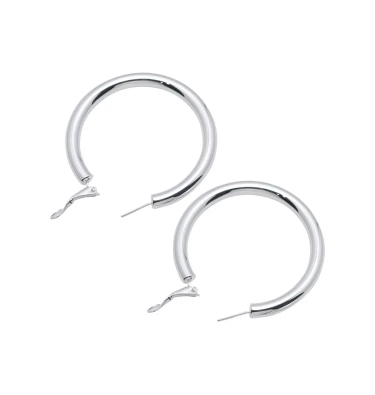Wos Gigi øredobber sølv chunky hoops 4,9 cm
