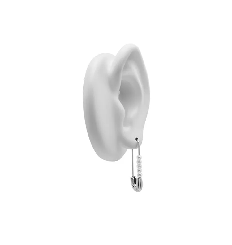 Wos Up Safety Pin øredobb sølv perle