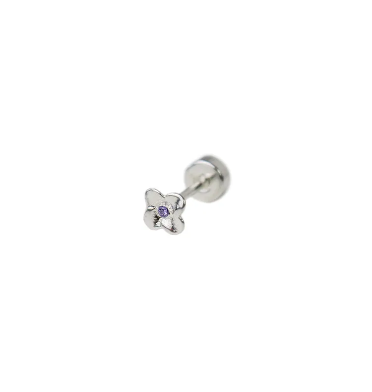 Wos Blue Flower stud sølv blå single 0,4 cm
