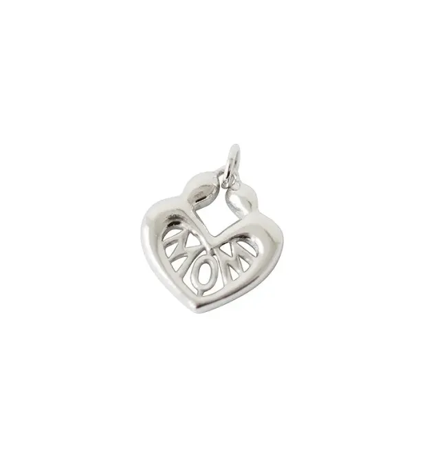 Wos MOM berlock sølv 925 hjerte 2,4 cm