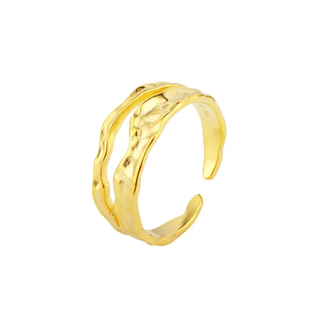 Wioga Peonia ring gull str 52 14 karat forgylt