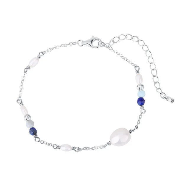 Wioga Anabell armbånd sølv ferskvannsperler 15,5–19 cm